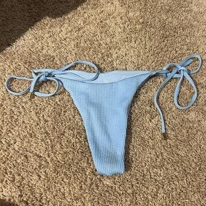 Monday Swimwear Light Blue Ribbed Crinkle Bikini Cheeky Bottom